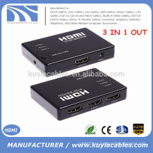 HD Mini 1080P Video Interruptor HDMI de 3 puertos Interruptor de conmutador HDMI con IR divisor remoto
